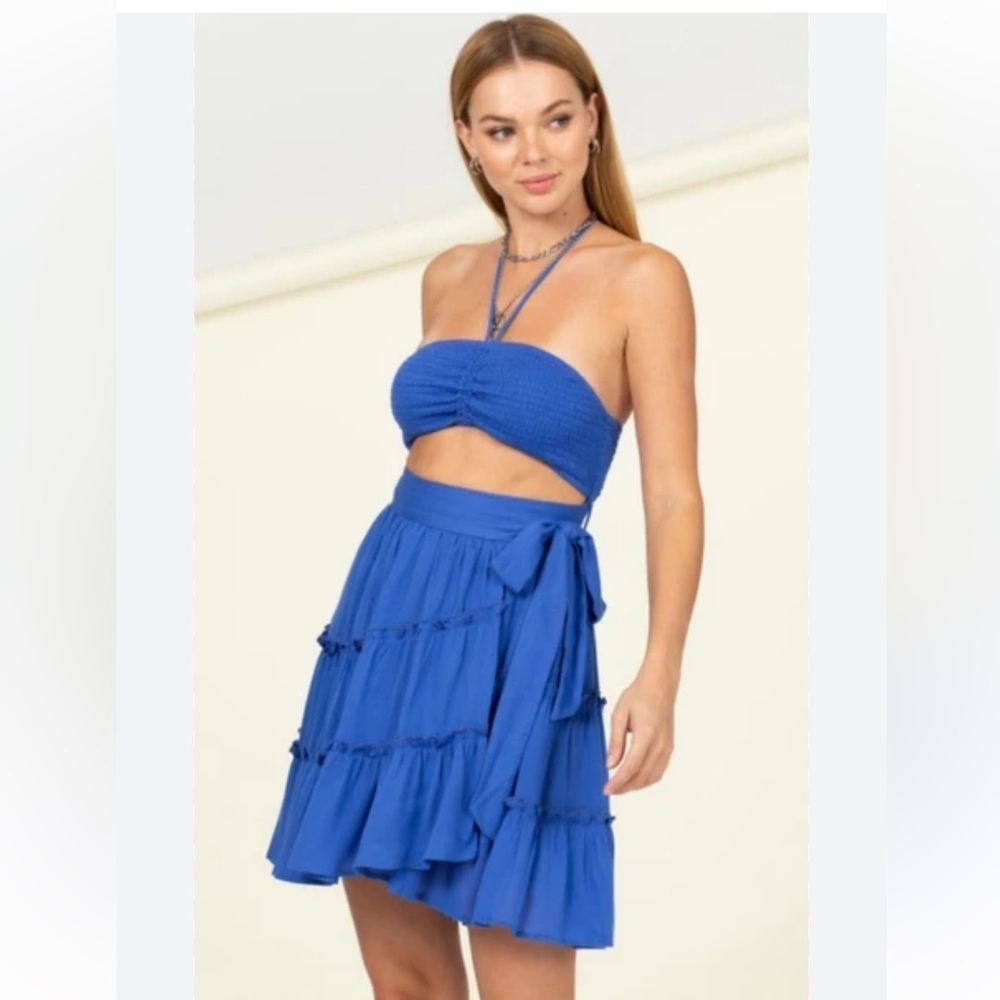 💙Royal Blue Halter Wrap Dress💙SZ M-NWT